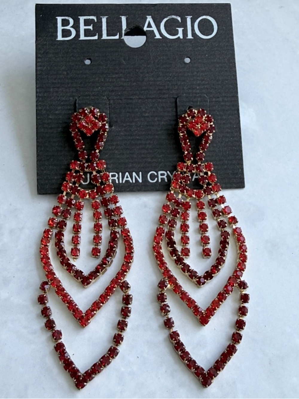 Bellagio - Vintage Red Crystal Chandelier Earrings